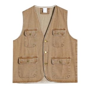 Summer Retro Pocket Denim Vest Coat Men's and WoMen's Casual Sleeveless Button Top