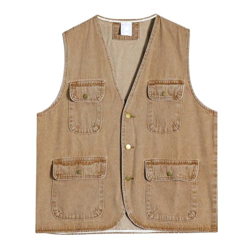 Summer Retro Pocket Denim Vest Coat Men's and WoMen's Casual Sleeveless Button Top