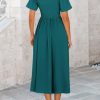 41cs5c26b0L.jpg Summer Dress for Women 2025 Casual Short Sleeve Bow Tie V Neck Ruffle Midi Flowy Dresses