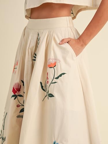 41dl5nUdguL.jpg Women Floral Embroidery Dress Sleeveless 2 Piece Tank Top and Skirt Loose Fit Boho Dress
