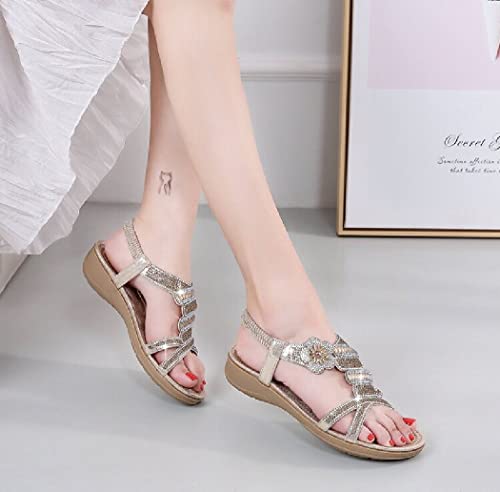 41dlHoDHWRL.jpg Rhinestone Sandals for Women Flat - Trendy Sparkling Boho Ladies' Flat Sandals,Beautiful Sparkling Boho Ladies' Flat Sandals for