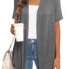 Lightweight Summer 3/4 Sleeve Cardigan for Women Trendy Casual Draped Tie Front Cardigans Fall Shrugs High Low Hem