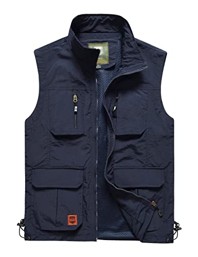41fDDBGs2RL.jpg Men’s Fishing Vest Outdoor Work Quick-Dry Hunting Zip Reversible Travel Vest Jacket with Multi Pockets