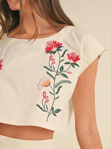 41gT63vYIdL.jpg Women Floral Embroidery Dress Sleeveless 2 Piece Tank Top and Skirt Loose Fit Boho Dress