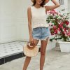 Womens Summer Crop Tank Tops Cute Knit Sweater Vest Crochet Sleeveless Pullover Top