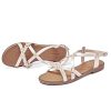 Women's Flat Slide Sandals-Adjustable Double Elastic Bands,Crossover Straps,Fashion Casual Summer Flat Sandals.
