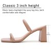 Women's Square Open Toe Heeled Sandals Two Strap Mules Slip On Block Chunky Mid Heels Sandals
