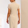 41k2C4BMQL.jpg Women's Business Skirt Suit Set Work Office Short Sleeve Blazer Jacket Pencil Skirt
