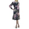 Women's Long Sleeve V-Neck Tie Waist Midi Dress
