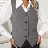Womens Vest Dressy Casual V-Neck Button-Down Lined Suit Jacket Waistcoat Versatile Vests