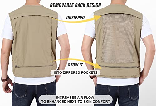Men's Fishing Vest Lightweight Safari Travel Vest Utility Cargo Vest with Multi Pockets