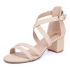 Women's Block Low Chunky Heel Strappy Sandals Open Toe Ankle Strap Dress Wedding Evening Shoe for Women Bridal