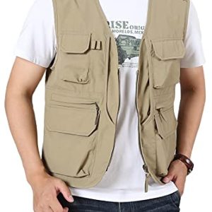 Men's Fishing Vest Lightweight Safari Travel Vest Utility Cargo Vest with Multi Pockets