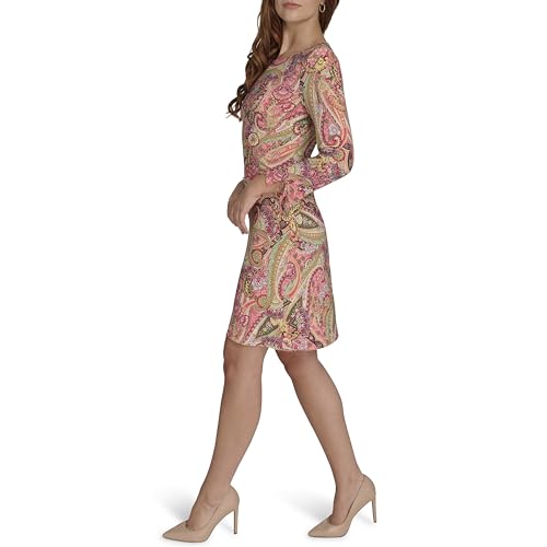 Women's Long Tie Sleeve Round Neck Shift Dress