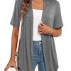 Lightweight Summer 3/4 Sleeve Cardigan for Women Trendy Casual Draped Tie Front Cardigans Fall Shrugs High Low Hem