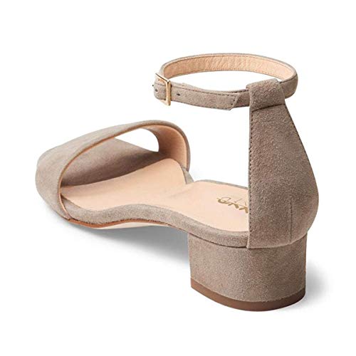 Women Open Toe Low Heel Chunky Block Sandals Buckled Ankle Strap Pumps Shoes for Wedding Dress Evening