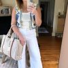 Women's Floral Embroidered Vest Boho Vintage Linen Vest Y2k Sleeveless 2024 Summer Waistcoat Top