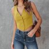 Women's Business Button Up Sleeveless Vests Fully Lined V Neck Regular Fitted Jacket Waistcoat