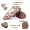 Women's Flat Slide Sandals-Adjustable Double Elastic Bands,Crossover Straps,Fashion Casual Summer Flat Sandals.