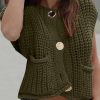 41whrESHnnL.jpg Women's Sleeveless Cropped Knit Cardigan 2025 Casual Button Down Crochet Sweater Vest Tops with Pockets