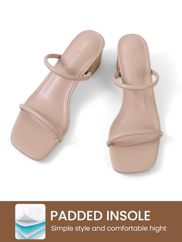 41xHALKJDLL.jpg Strappy Heels for Women Square Open Toe Two Strap Low Block Heel Slip on Dressy Sandals Shoes