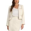 41xnOqUeLgL.jpg 2 Piece Tweed Plaid Skirt Set for Women's Business Collarless Blazer and Mini Skirt Suit Sets
