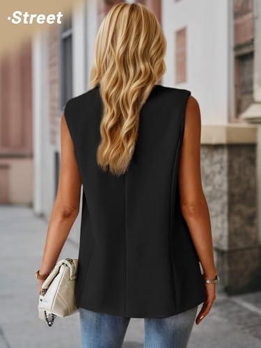 41y0NYhsL1L.jpg 2025 Women's Summer Sleeveless Vest Tops Lightweight Fully-Lined Fashion Casual Work Office Blazers with Pockets