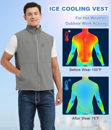 Cooling Vest for Men Hot Weather Ice Vest with 24pcs Ice Packs Lightweight & Breathable Outdoor Work Everyday Active