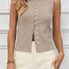 41yAO4gzRkL.jpg Womens Button Down Ribbed Tank Tops Cropped Cute Y2k Vest Tops 2025 Summer Going Out Outfits