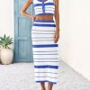 41yRU9nMcsL.jpg Womens 2 Piece Sets Summer Striped Crochet Knit Coverup Sleeveless Button Crop Tank Top Bodycon Maxi Skirt