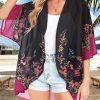 Women Kimono Cardigans Casual Summer Tops Cover up Open Front Floral Print Resort Wear
