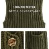 511RHEpGy7L.jpg Women's Sleeveless Cropped Knit Cardigan 2025 Casual Button Down Crochet Sweater Vest Tops with Pockets