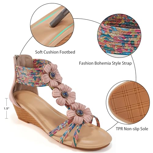 51HN1KfW2bL.jpg Sandals Womens Wedge Shoes: Comfortable Dressy Wedges Sandal with Zipper Summer Gladiator Sandals Open Toe