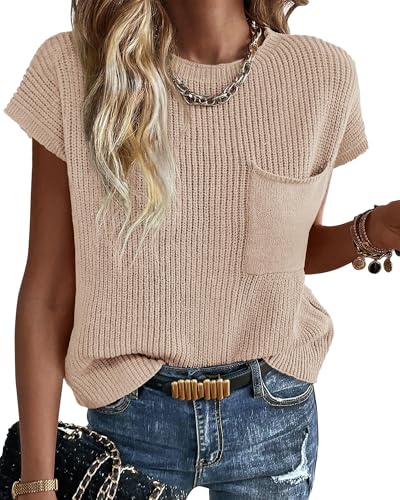 Summer Fall Short Sleeve Sweater for Women 2025 Casual Sweater Vest Cotton Knit Pullover Tank Tops Fashion Clothing