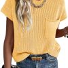 Summer Short Sleeve Sweater for Women 2025 Crew Neck Ribbed Knit Vests Trendy Pullover Tops
