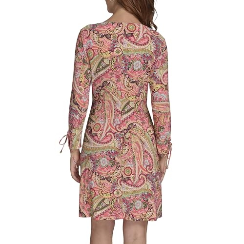 Women's Long Tie Sleeve Round Neck Shift Dress