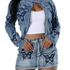 51XzKiSLjfL.jpg Women??s Denim Set 2 Piece Outfits Casual Denim Jacket & Mini Skirt Set Bodycon Jean Outfits with Pockets