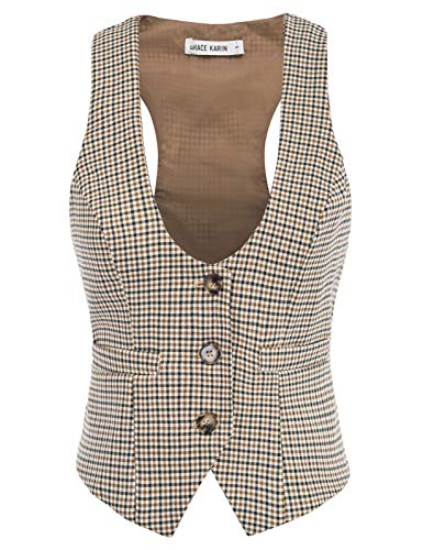 51ZL5uMUSZL.jpg Womens Vest Top 2025 Trendy Academia Steampunk Waistcoat Racerback Vest Blazer(Runs Small, Suggest Size Up