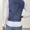 Women's Denim Vest Sleeveless V Neck Zimbaplatinum Jean Vest Top Button Down Crop Waistcoat Vest Summer Outfit