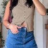 51h8NpS3YeL.jpg Womens Button Down Ribbed Tank Tops Cropped Cute Y2k Vest Tops 2025 Summer Going Out Outfits
