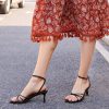 Womens Sandals Round Open Toe Kitten Heels Adjustable Ankle Strap Low Heels Heeled Sandals for Women Summer Dress Shoes Not