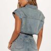 51lnv5IWMgL.jpg Women's Denim 2 Piece Outfits Button Down Crop Jacket and Shorts Set Summer Sexy Jeans Tracksuits