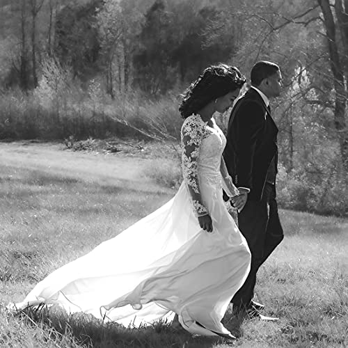 Wedding Dresses for Bride 2025 with Lace Appliques Chiffon A Line Women Dress Long Sleeves Beach Bride Dress
