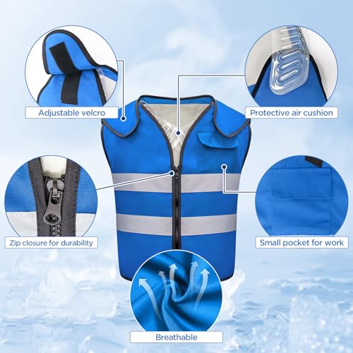 51ucLNpdR4L.jpg Large Cooling Vest for Men&Women with 24pcs Ice Packs, Adjustable Cooling Vests with Air Cushion for Hot Weather Work,