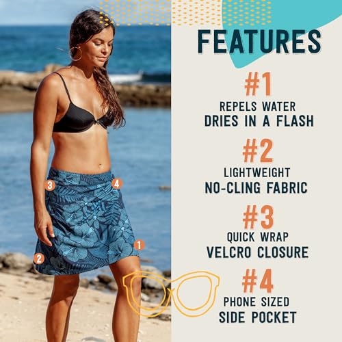 Length 2 - Wrap Skirt for Women - Quick Dry Swim Cover-Up for Beach, Travel with Pocket