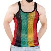 51xXDSW3xVL.jpg Men's Rasta String Vest 100% Cotton Mesh Marina Caribbean Jamaican Tank Top See-Through Gym Beach Shirt