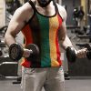51ze4hs68wL.jpg Men's Rasta String Vest 100% Cotton Mesh Marina Caribbean Jamaican Tank Top See-Through Gym Beach Shirt