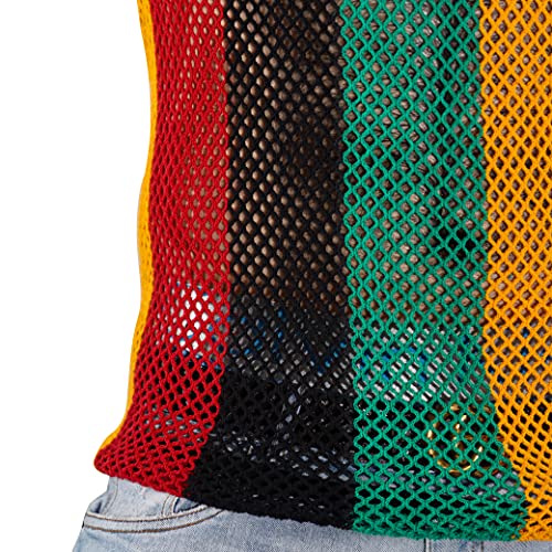 615rCg5d4LL.jpg Men's Rasta String Vest 100% Cotton Mesh Marina Caribbean Jamaican Tank Top See-Through Gym Beach Shirt