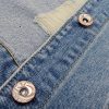 Womens Denim Jean Vest Classic Junior Button Up Cropped Distressed Sleeveless Jean Jacket