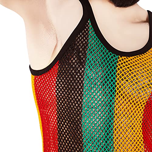 61PEX4USuOL.jpg Men's Rasta String Vest 100% Cotton Mesh Marina Caribbean Jamaican Tank Top See-Through Gym Beach Shirt